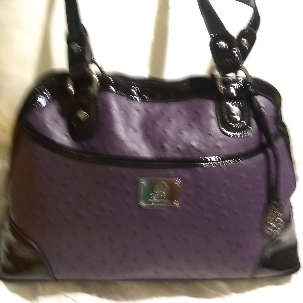 Grace Adele Ostrich Print Handbag - image 7